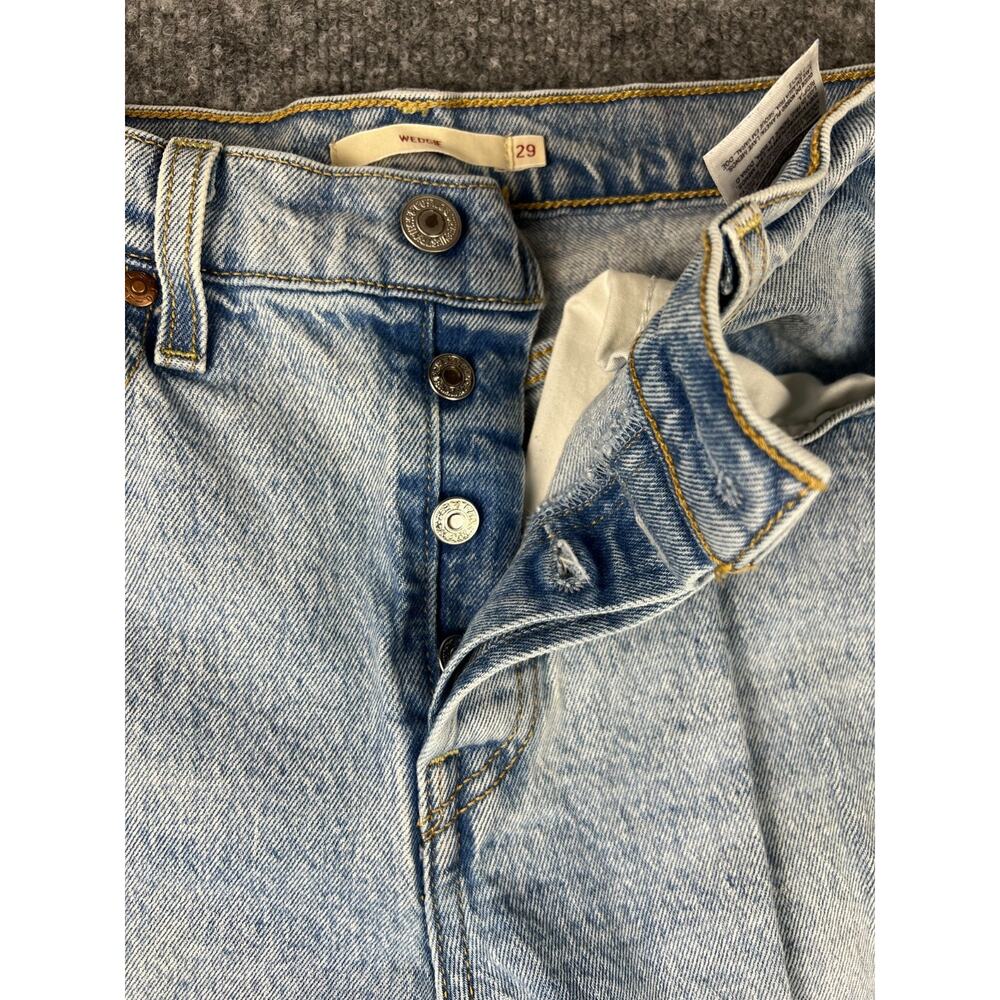 Levis Wedgie Straight Crop Jeans Womens 29 Blue Stretch Button Fly #828 - Picture 4 of 12